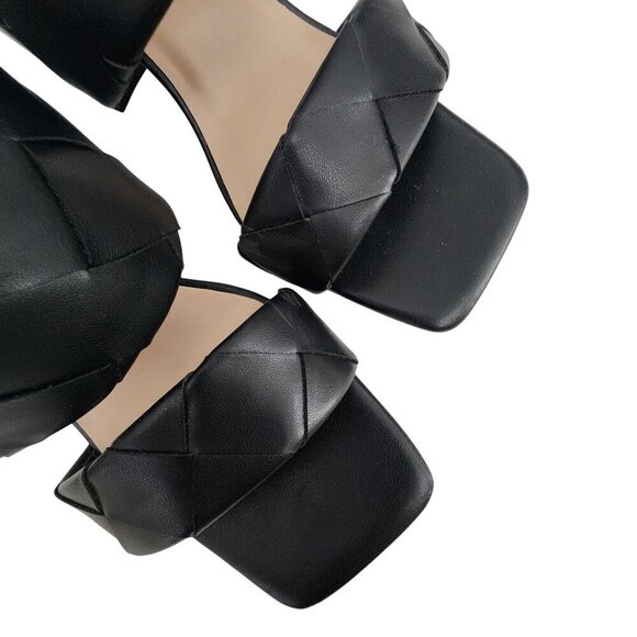 Soda Black Woven Heeled Mules For Women Size 9  Square Toe Block Heel - Picture 11 of 15